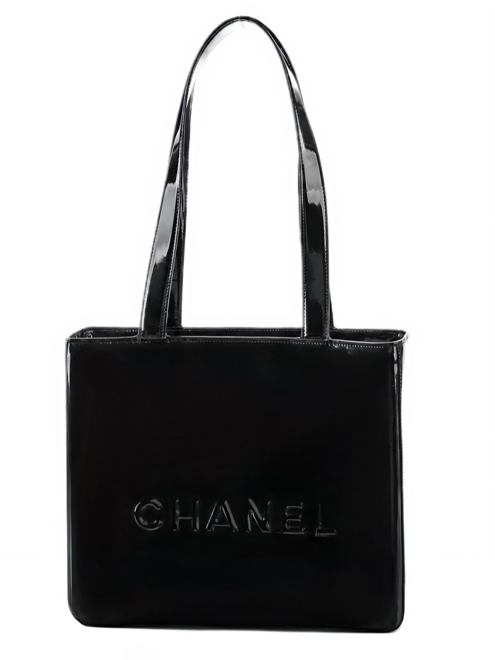 Chanel Logo Patent Leather Tote Bag